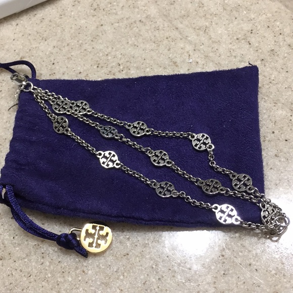 Tory Burch Jewelry - Tory Burch Silver Logo Bracelet